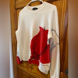 St. John cream and abstract print Cashmere sweater • Size S (4-6)